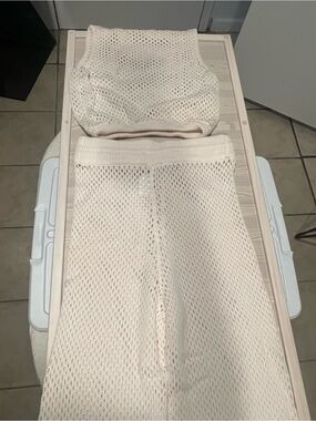 WeWoreWhat Cream Open-Knit Sleeveless Bodysuit